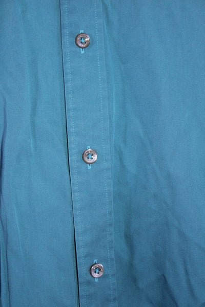 Bugatchi Mens Cotton Teal Collar Long Sleeve Button Up Dress Shirt Size XL