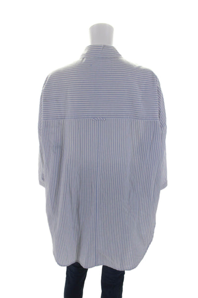 Holding Horses Womens Long Sleeve Collar Stripped Blouse Blue Size XS