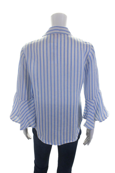 Lily Pulitzer Womens Collar Long Sleeve Stripped Button Up Blouse Blue Size S