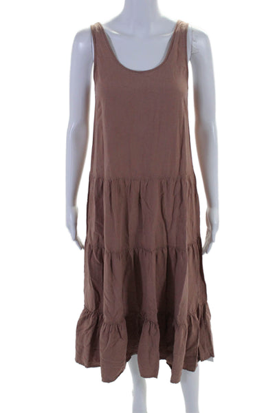 Splendid Womens Linen Blend Sleeveless Maxi Dress Brown Size Extra Small