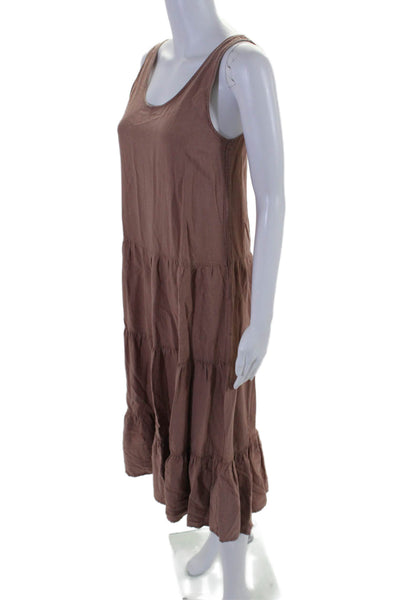 Splendid Womens Linen Blend Sleeveless Maxi Dress Brown Size Extra Small