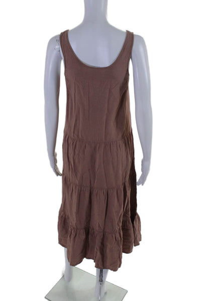 Splendid Womens Linen Blend Sleeveless Maxi Dress Brown Size Extra Small