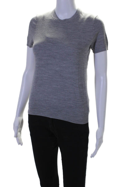 Theory Womens Wool Short Sleeve Crewneck T Shirt Gray Size P