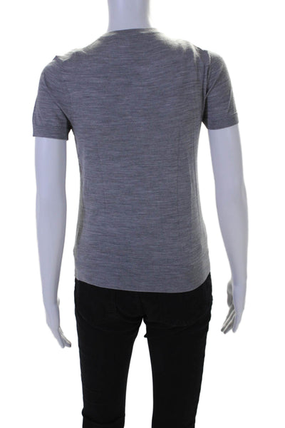 Theory Womens Wool Short Sleeve Crewneck T Shirt Gray Size P