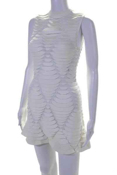 Alaia Womens Sleeveless Three Dimensional Python Mini Dress White Size 36