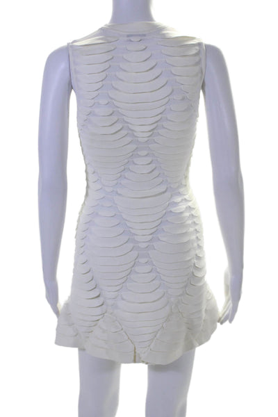 Alaia Womens Sleeveless Three Dimensional Python Mini Dress White Size 36