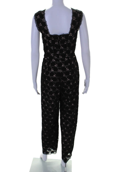 Yigal Azrouel Women's Sleeveless Square Neck Lace Jumpsuit Black Size 4