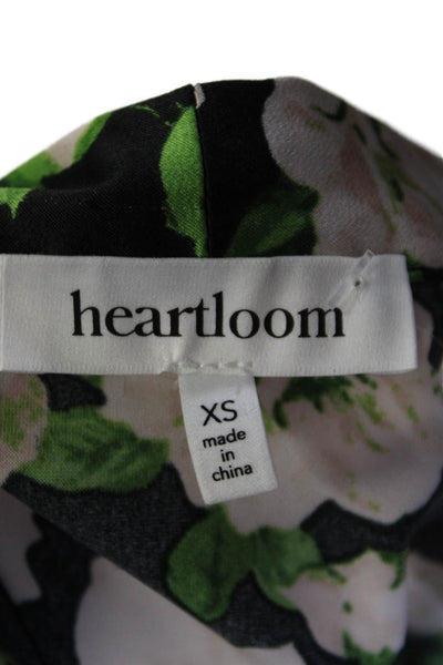 Heartloom Women's Smocked Waist Longs Sleeves Cropped Blouse Floral Size XS