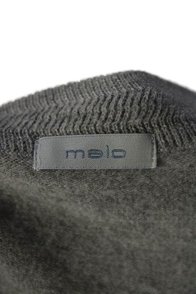 Malo Womens Wool V-neck Long Sleeve Ribbed Knit Sweater Gray Size EUR 56