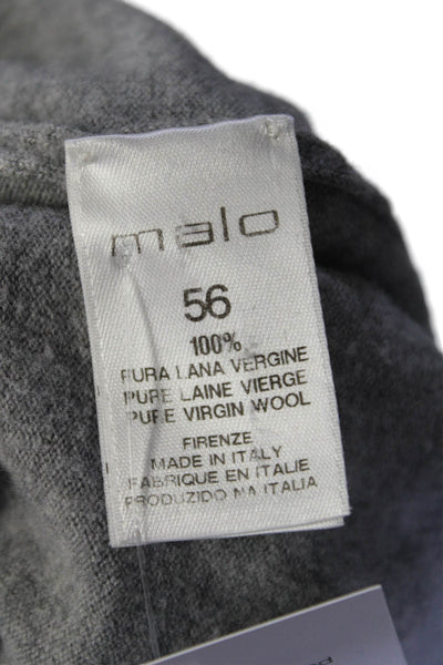 Malo Womens Wool V-neck Long Sleeve Ribbed Knit Sweater Gray Size EUR 56