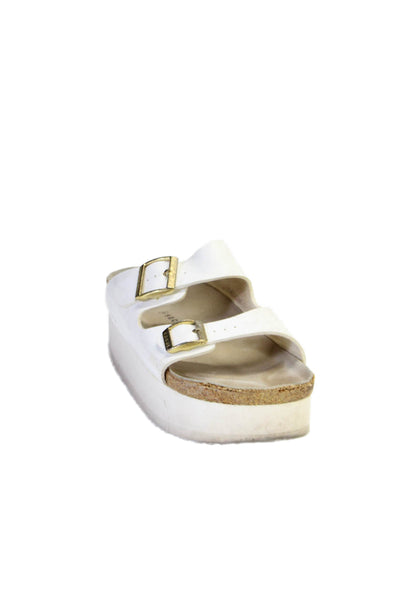 Sacai Womens Platform Gold Plated Buckle Open Toe Sandals White Size Eur 38