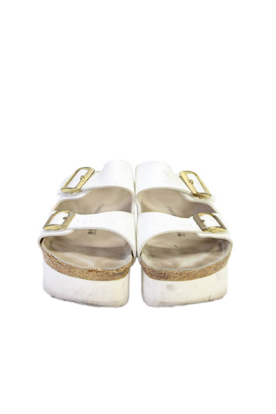 Sacai Womens Platform Gold Plated Buckle Open Toe Sandals White Size Eur 38