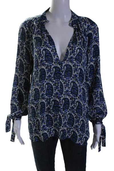 Derek Lam 10 Crosby Intermix Women's Long Sleeves Paisley Silk Blouse Size 0