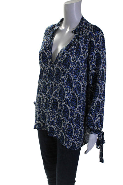 Derek Lam 10 Crosby Intermix Women's Long Sleeves Paisley Silk Blouse Size 0