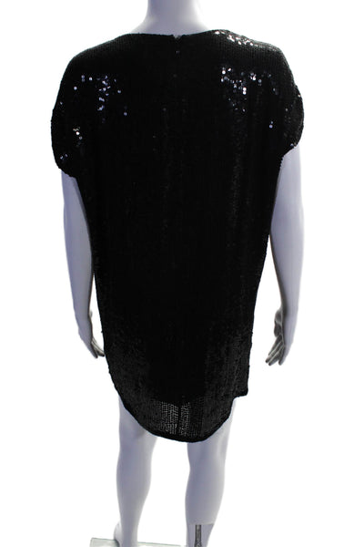 Haute Hippie Women's Scoop Neck Embellishes Sequin Mini Dress Black Size S