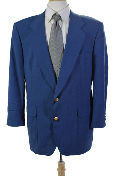 Hart Schaffner Marx Mens Two Button Wide Lapel Blazer Jacket Blue Size 44