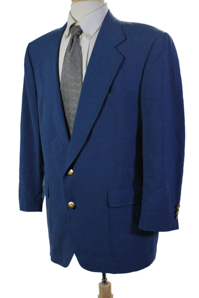 Hart Schaffner Marx Mens Two Button Wide Lapel Blazer Jacket Blue Size 44