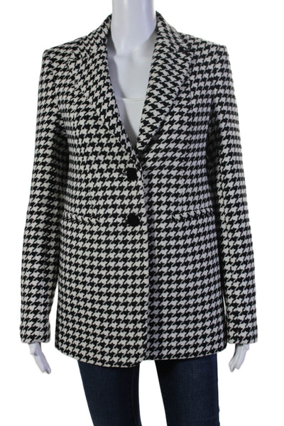 Good American Womens Black White Houndstooth Long Sleeve Lined Jacket Size 0