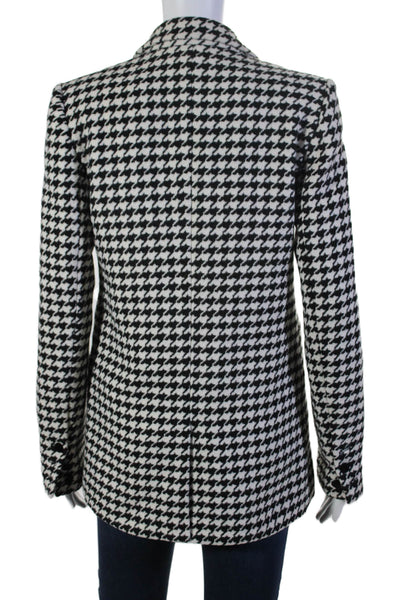 Good American Womens Black White Houndstooth Long Sleeve Lined Jacket Size 0