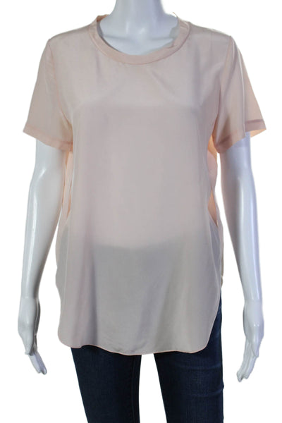 3.1 Phillip Lim Womens Silk Short Sleeve Round Neck Blouse Pink Size 2