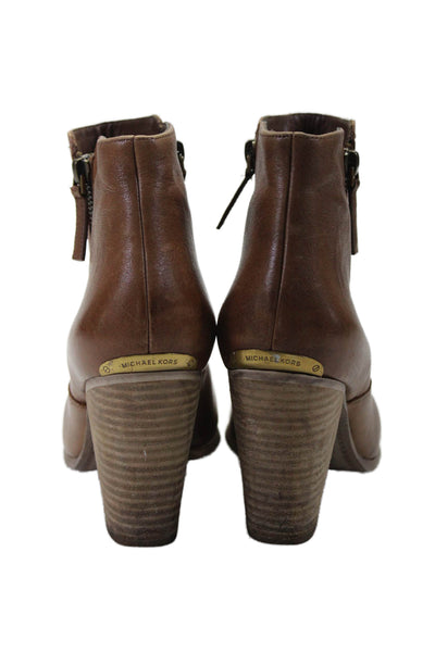 Michael Kors Womens Leather Zipped Ankle Boots Light Brown Size 8