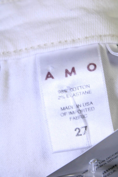 Amo Women's Loose Fit Relaxed Rise Tomboy Cut-Off Short White Size 27