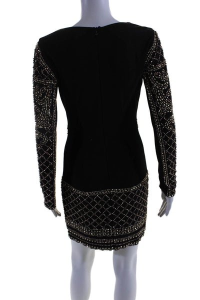 Xscape Womens Long Sleeve Textured Zipped Dress Black Size 4