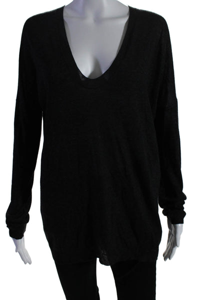 Vince Womens Long Sleeves Pullover V Neck Sweater Charcoal Gray Size Medium