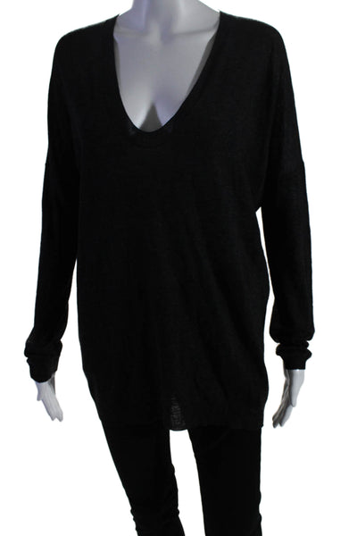 Vince Womens Long Sleeves Pullover V Neck Sweater Charcoal Gray Size Medium