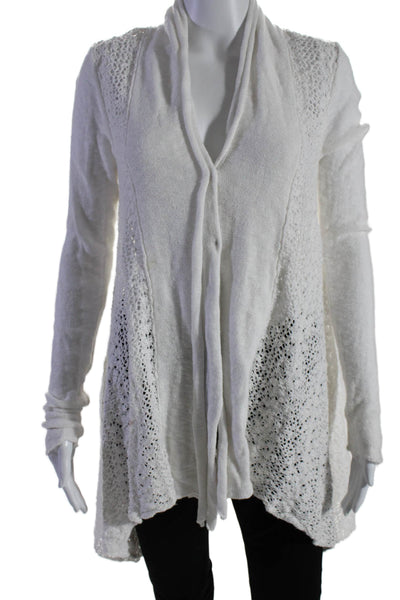 Free People Womens Long Sleeves Wrap Sweater White Cotton Size Extra Small