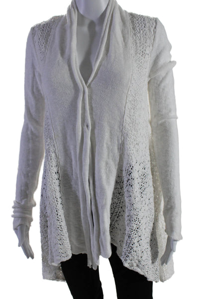 Free People Womens Long Sleeves Wrap Sweater White Cotton Size Extra Small