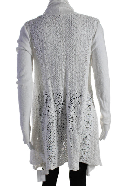 Free People Womens Long Sleeves Wrap Sweater White Cotton Size Extra Small