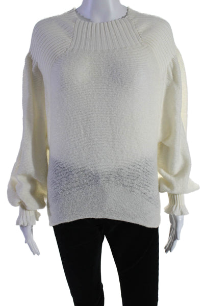 Free People Womens Long Sleeves Turtleneck Sweater White Wool Size Extra Small