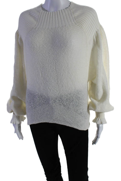 Free People Womens Long Sleeves Turtleneck Sweater White Wool Size Extra Small