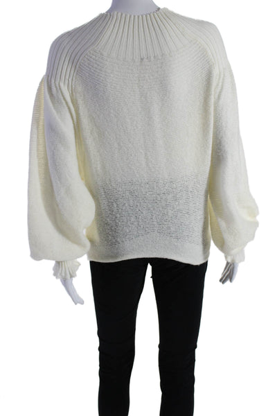 Free People Womens Long Sleeves Turtleneck Sweater White Wool Size Extra Small