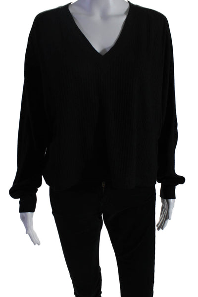 Rag & Bone Womens Long Sleeves Pullover V Neck Sweater Black Size Medium