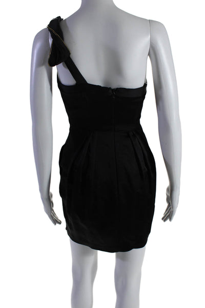 BCBG Max Azria Womens Zipper Detail One Shoulder Monaco Dress Black Size 0