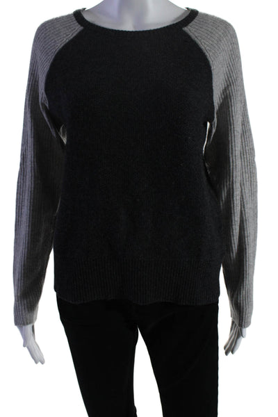 Cashmere 390 Womens Cashmere Knit Two-Toned Pullover Sweater Top Gray Size M