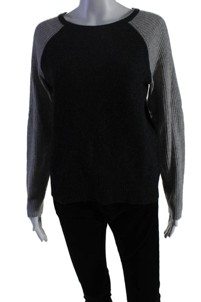 Cashmere 390 Womens Cashmere Knit Two-Toned Pullover Sweater Top Gray Size M