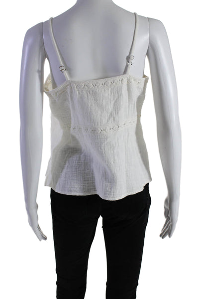 Amo Womens Cotton Adjustable Square Neck Pullover Tank Top White Size S