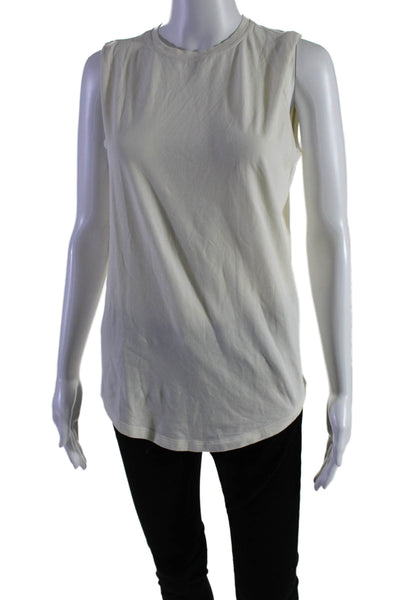 Lululemon Womens Cotton Round Neck Sleeveless Activewear Top Cream Size 4