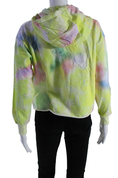 Alice + Olivia Womens Cotton Tie Dye Long Sleeve Pullover Hoodie Yellow Size S