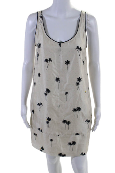 Rag & Bone Womens Silk Palm Tree Print Polka Dot Dress White Black Size 2