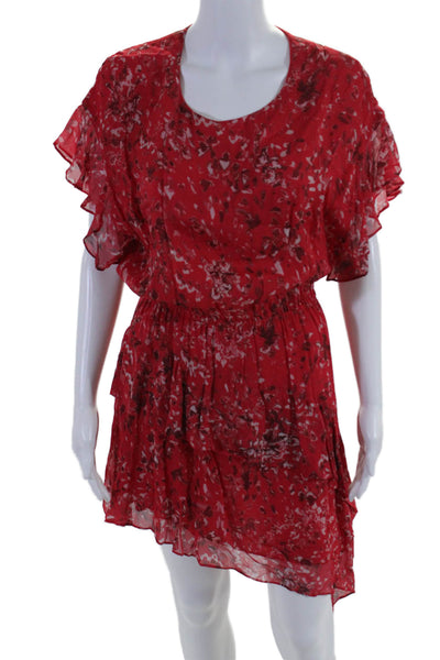 IRO Womens Floral Print Short Sleeves Blame A Line Dress Red Size EUR 36