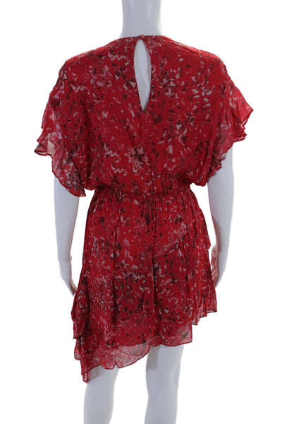 IRO Womens Floral Print Short Sleeves Blame A Line Dress Red Size EUR 36