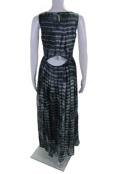 Neuw Womens Sleeveless Open Back Tie Dye Print Casual Maxi Dress Green Size M