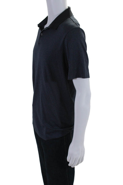 Theory Mens Short Sleeve Collared Polo Shirt Navy Blue Cotton Size Large