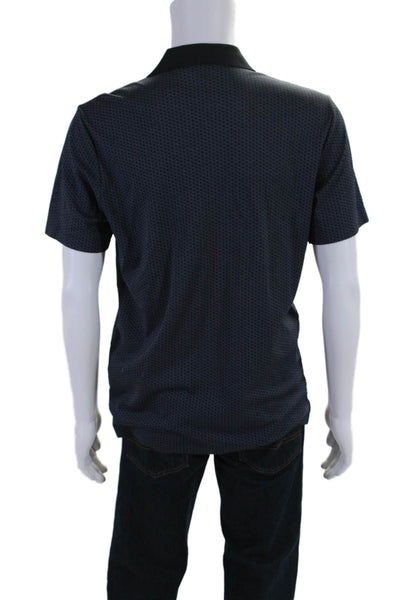 Theory Mens Short Sleeve Collared Polo Shirt Navy Blue Cotton Size Large