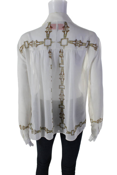 Clover Canyon Womens Collared Long Sleeve Button Up Blouse Top White Size XS