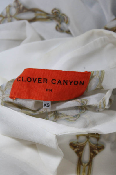 Clover Canyon Womens Collared Long Sleeve Button Up Blouse Top White Size XS